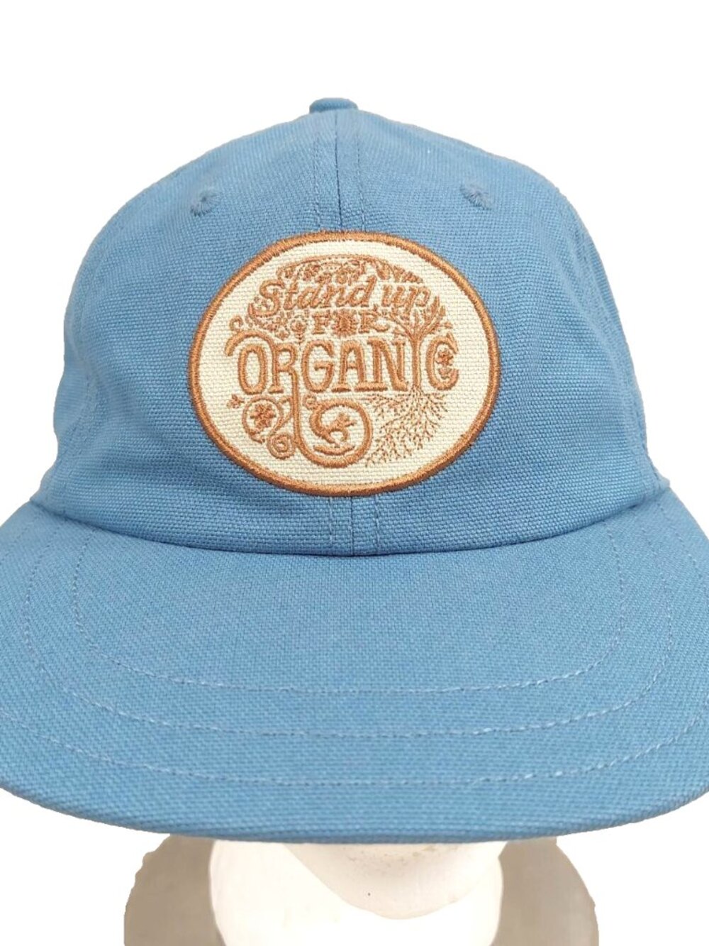 Patagonia Strapback Cap Hat "Root Revolution" Stand Up For Organic, Blue Canvas